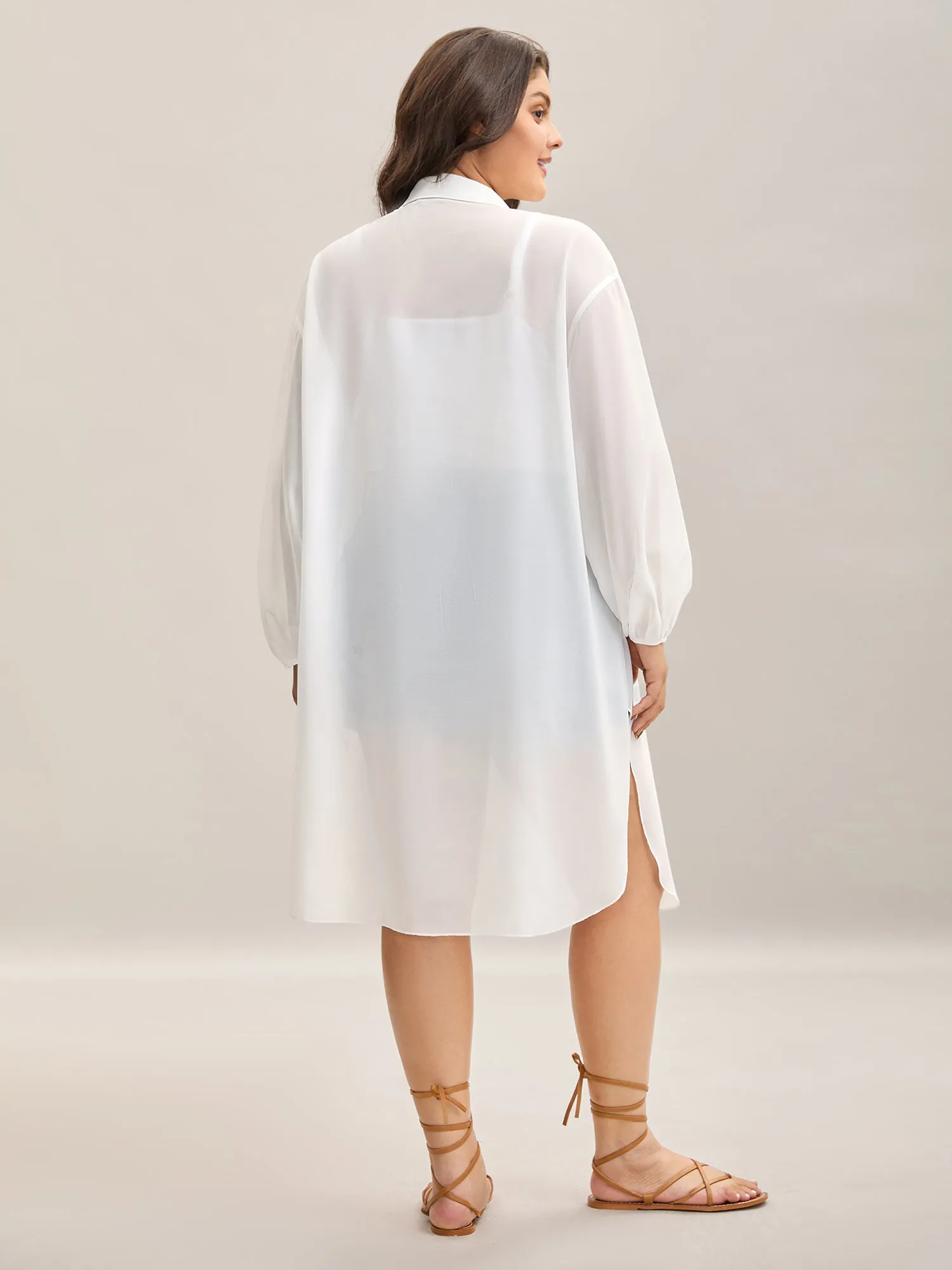 Sheer Long Shirt Kimono-Style Cardigan sold by Bloomchic product image thumbnail 4