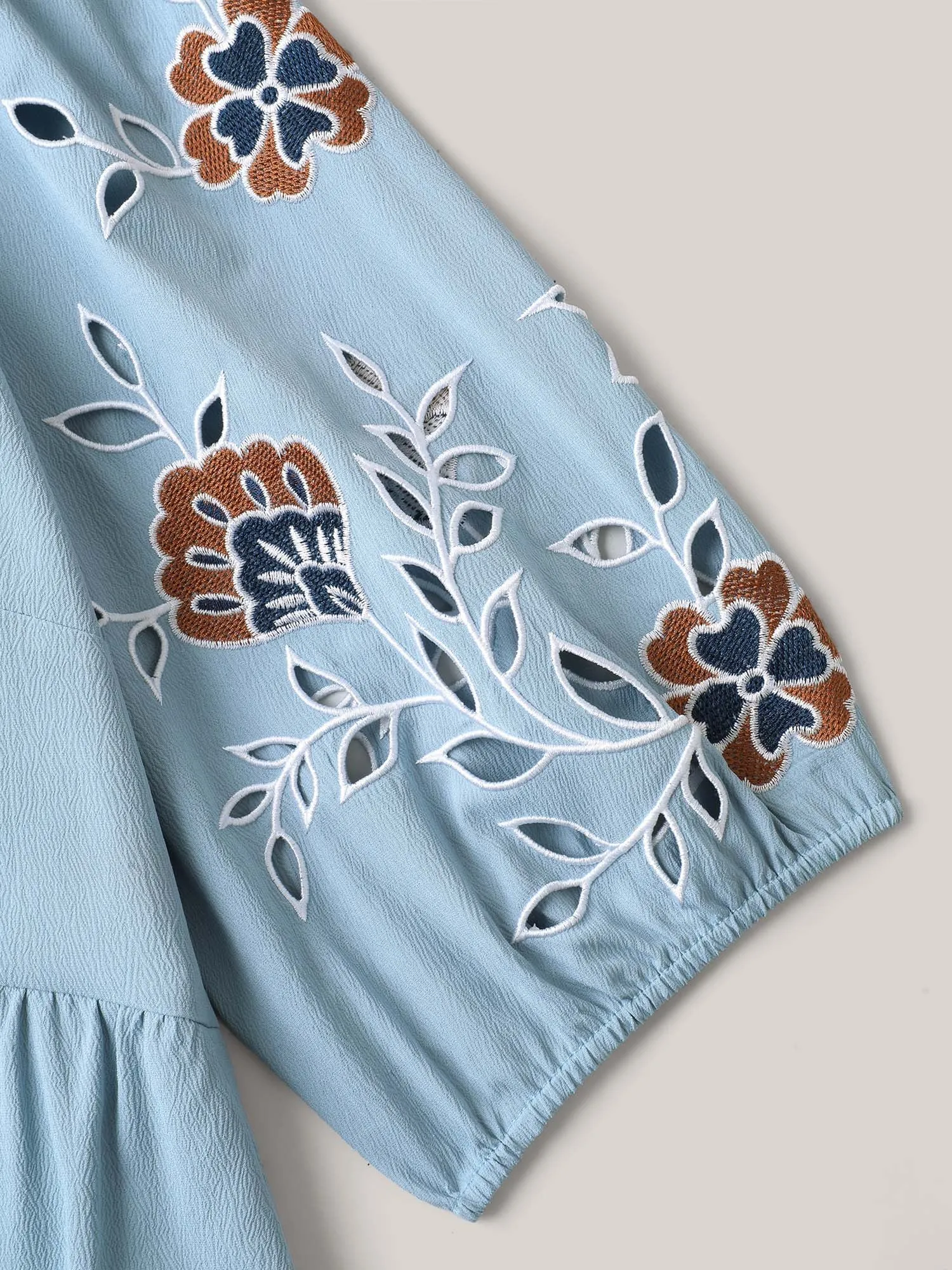 Cut-Out Embroidery Stretchy Waist Midi Dress sold by Bloomchic product image thumbnail 5