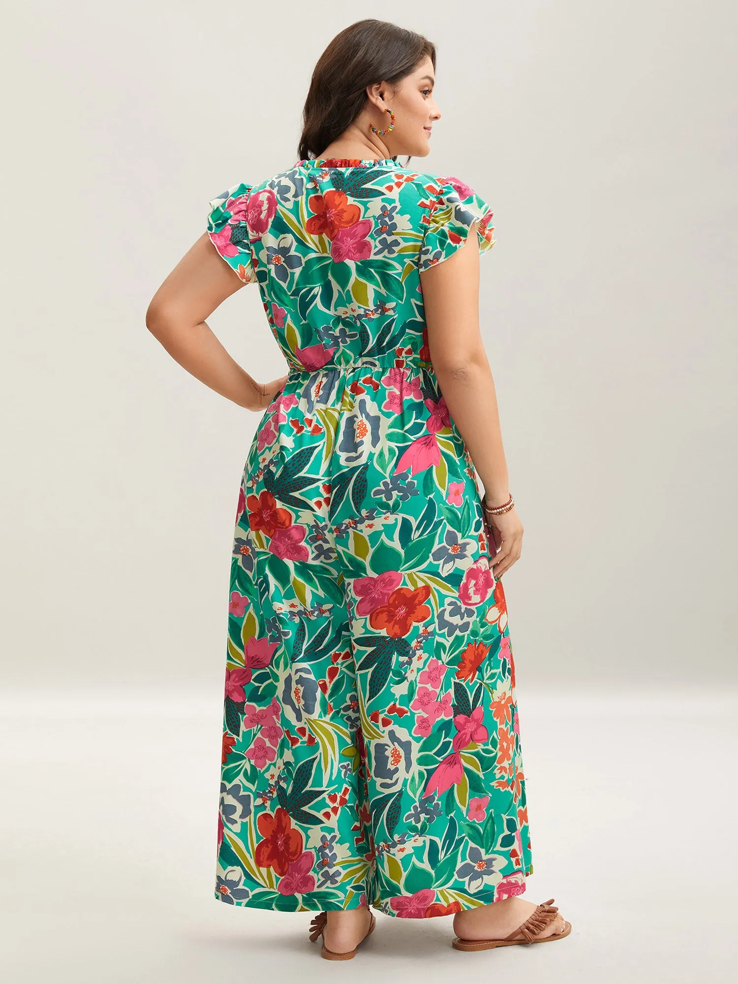 Sunkissed Floral Print Button Wide-Leg Jumpsuit sold by Bloomchic product image thumbnail 4