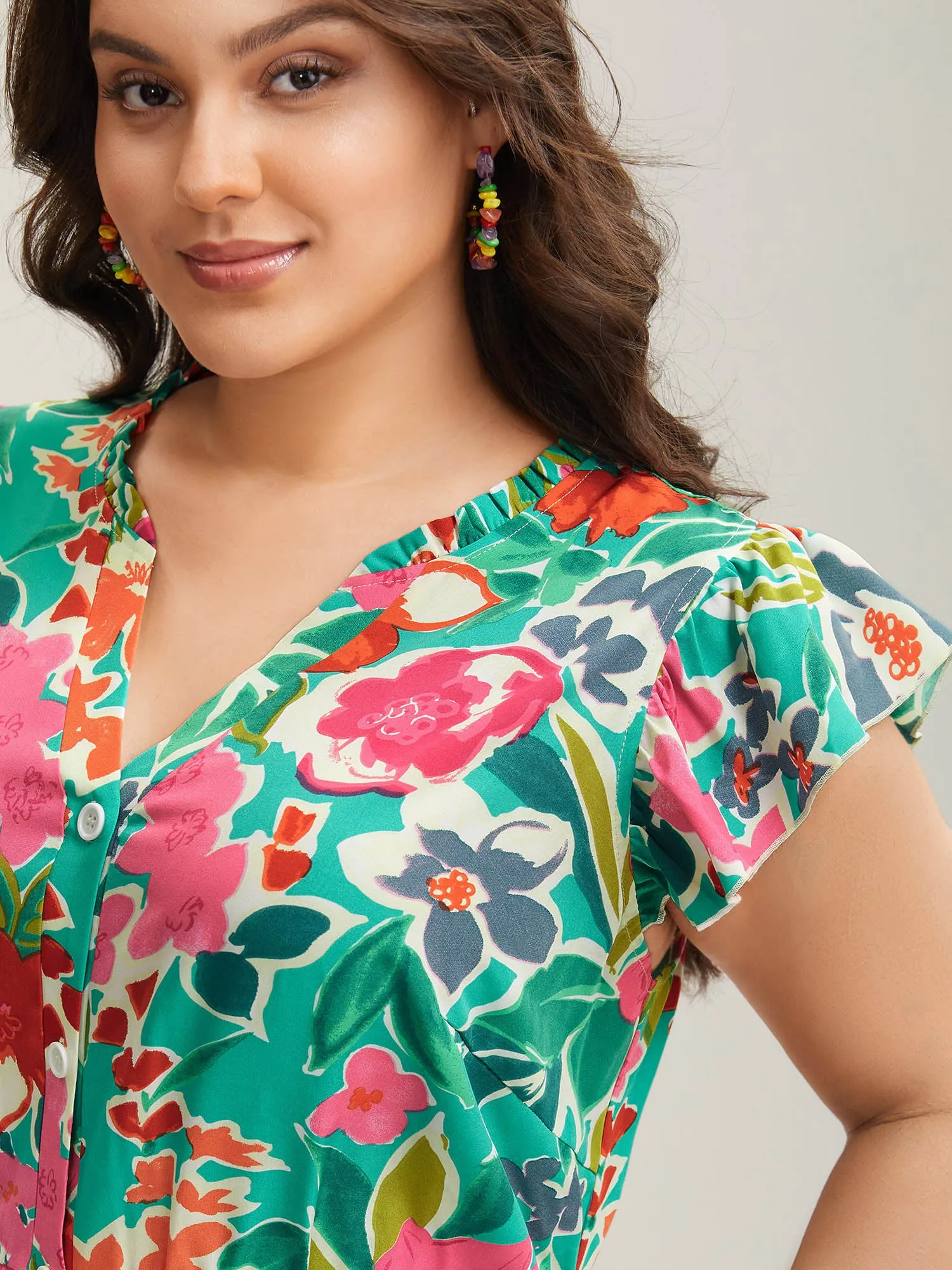 Sunkissed Floral Print Button Wide-Leg Jumpsuit sold by Bloomchic product image thumbnail 2