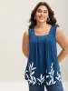 Leafy Printed Hem Pleated Sleeveless Top sold by Bloomchic