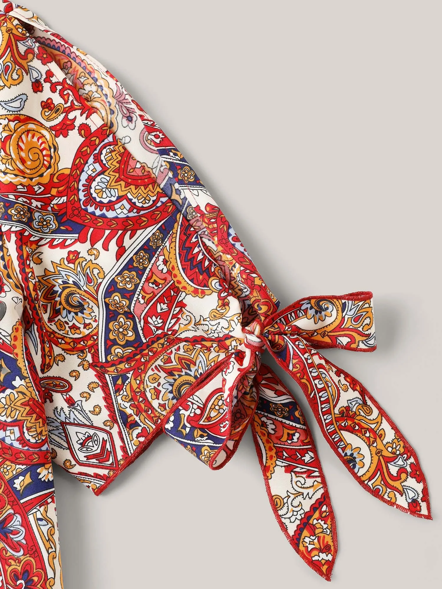 Paisley Print Round Neck Tied Shirt sold by Bloomchic product image thumbnail 5