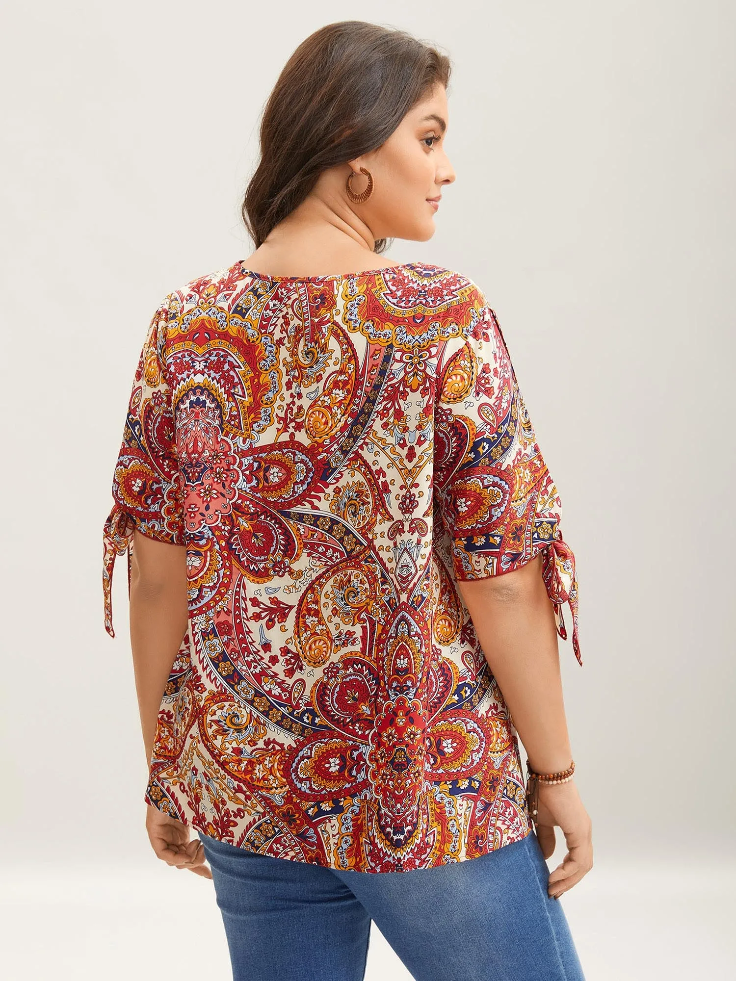 Paisley Print Round Neck Tied Shirt sold by Bloomchic product image thumbnail 4