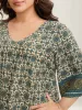 Pin-Tuck Pleat Ornate Print Relaxed Fit Shirt sold by Bloomchic