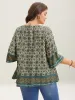 Pin-Tuck Pleat Ornate Print Relaxed Fit Shirt sold by Bloomchic