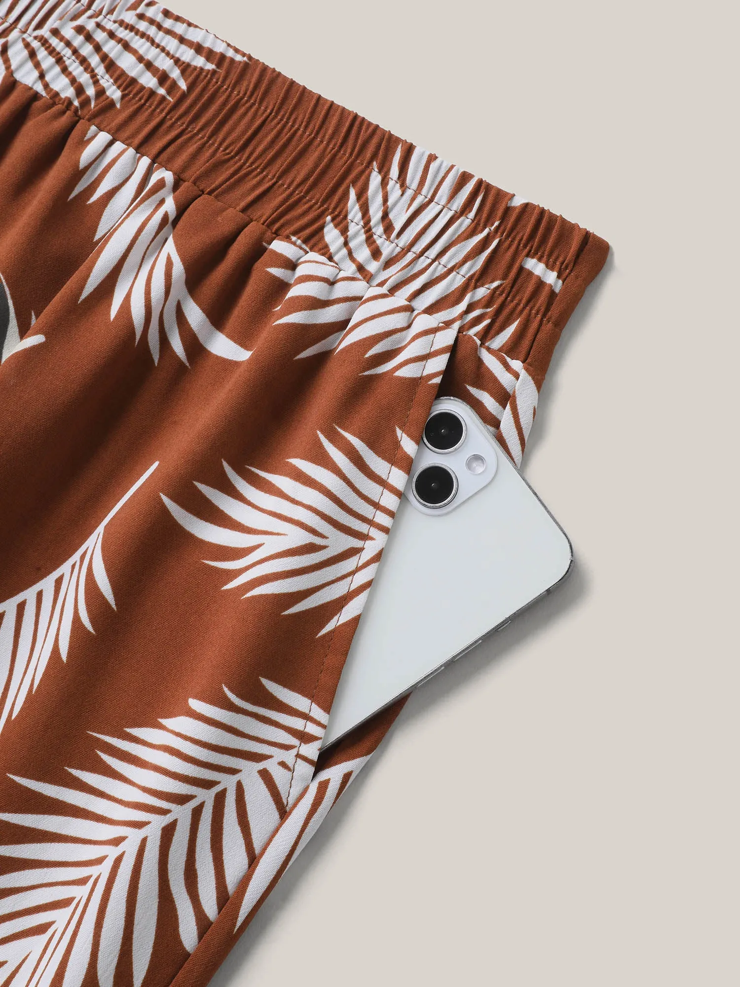 Leafy Print Stretchy Waist Wide-Leg Pants sold by Bloomchic product image thumbnail 5