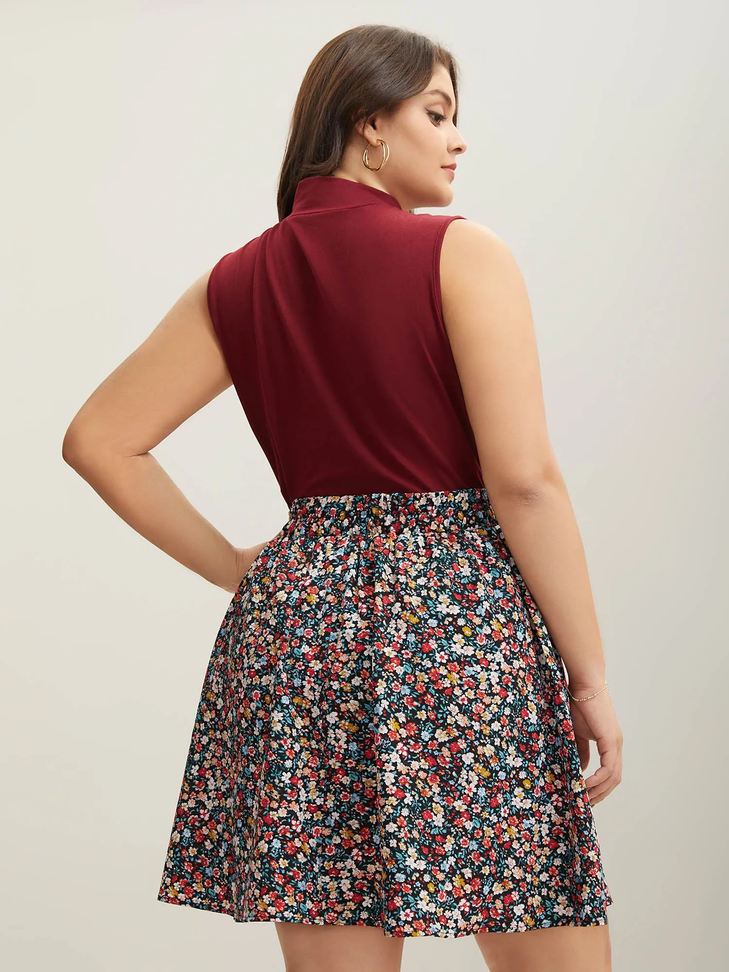 Floral Print Stretchy Smocked Waist Mini Skirt sold by Bloomchic product image thumbnail 5