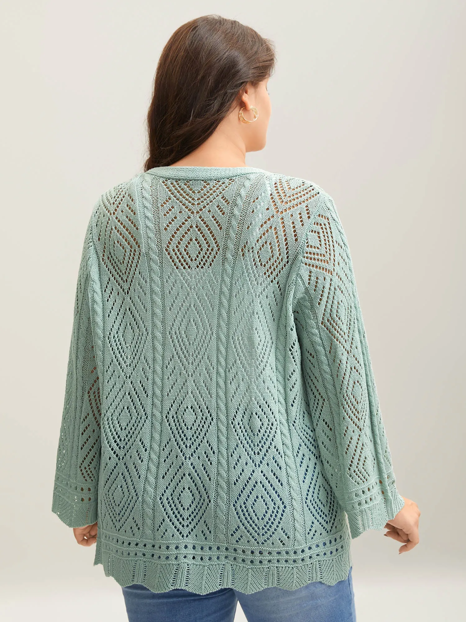 Cut-Out Textured Tied Knit Cardigan sold by Bloomchic product image thumbnail 2