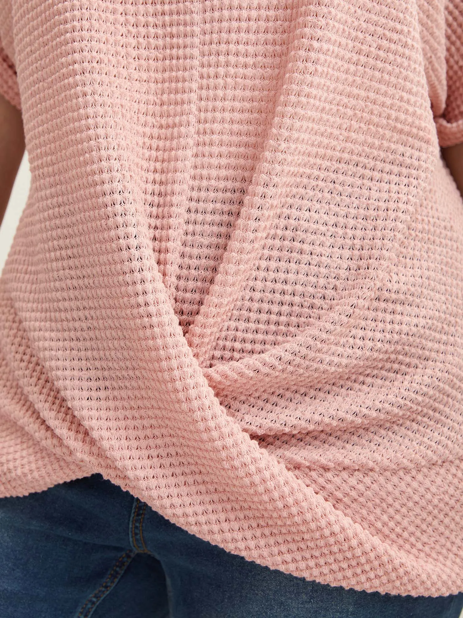 Stretchy Hem Twist Textured Plain T-Shirt sold by Bloomchic product image thumbnail 4