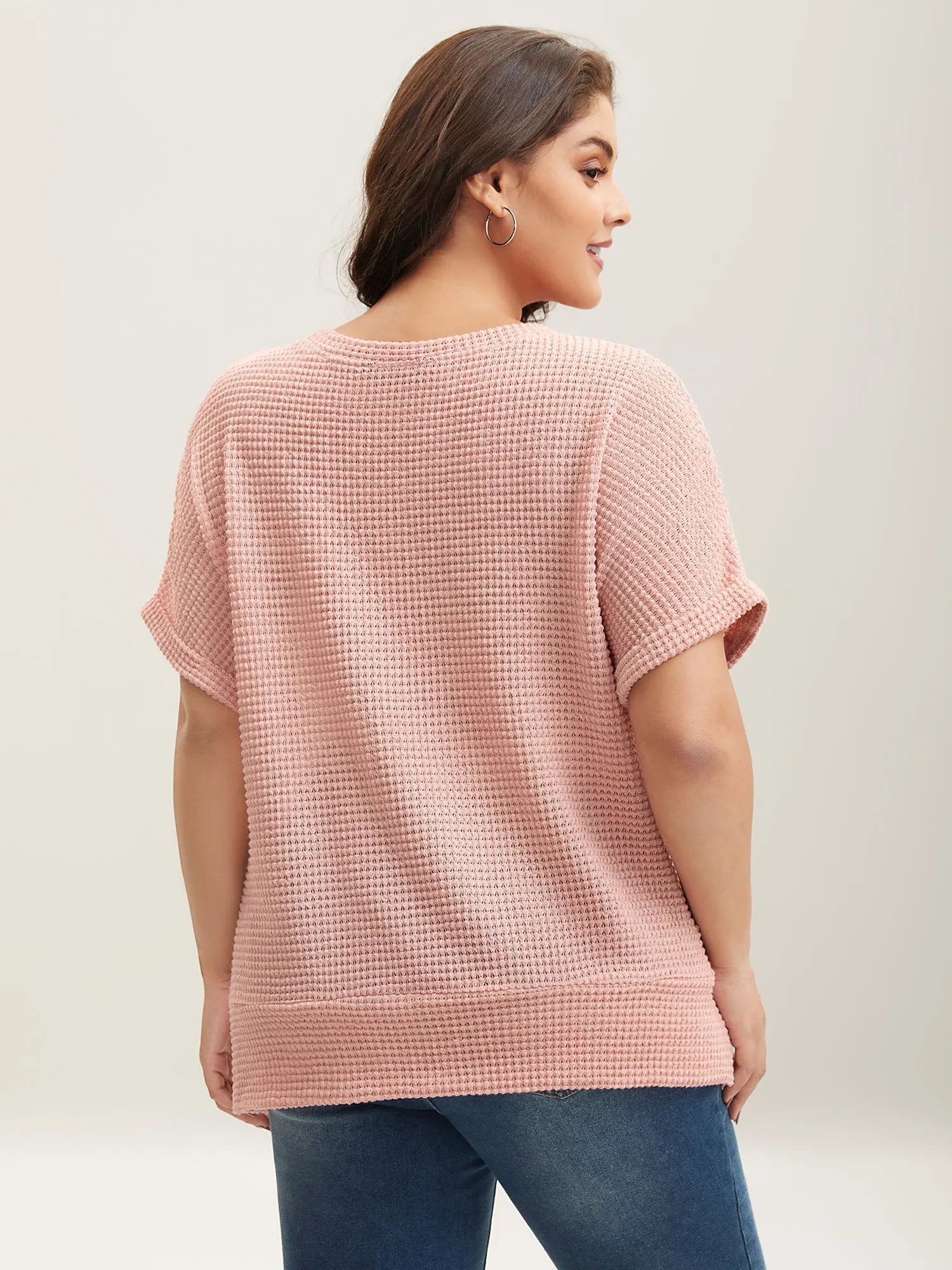 Stretchy Hem Twist Textured Plain T-Shirt sold by Bloomchic product image thumbnail 2