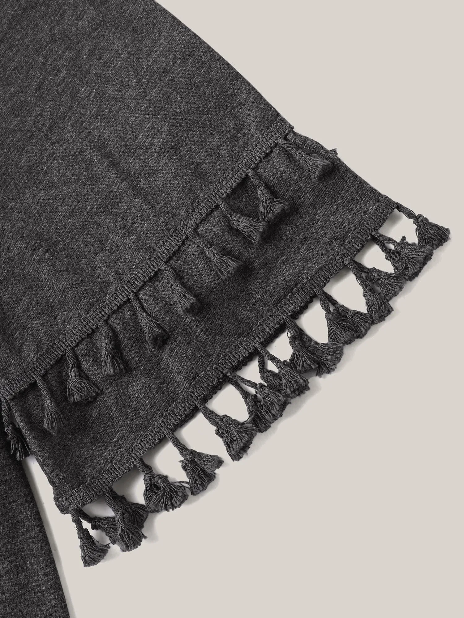 Tassel Sleeve V-Neck Plain T-Shirt sold by Bloomchic product image thumbnail 5