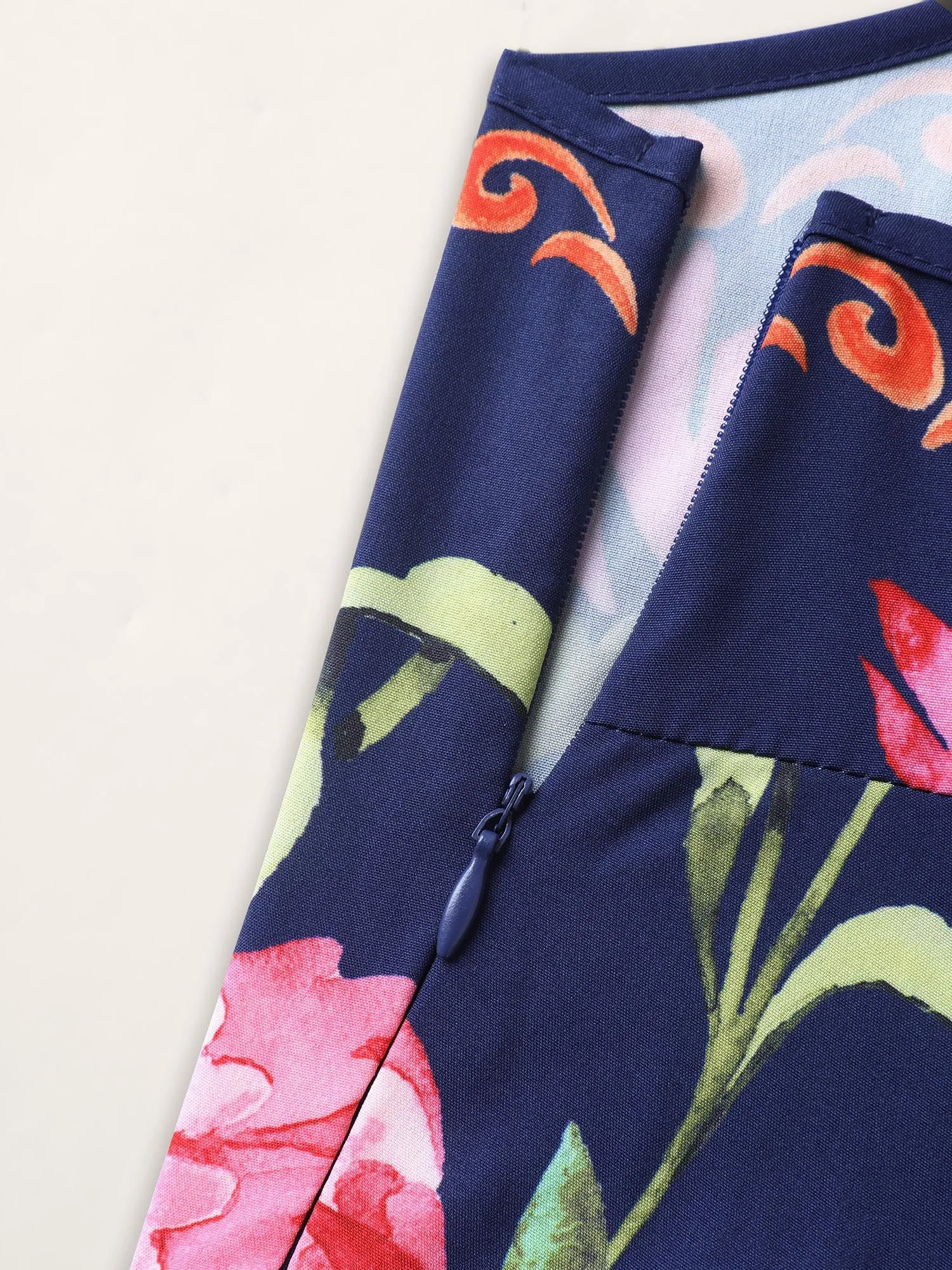 Tropical Flowers Print Pockets Cami Jumpsuit sold by Bloomchic product image thumbnail 5