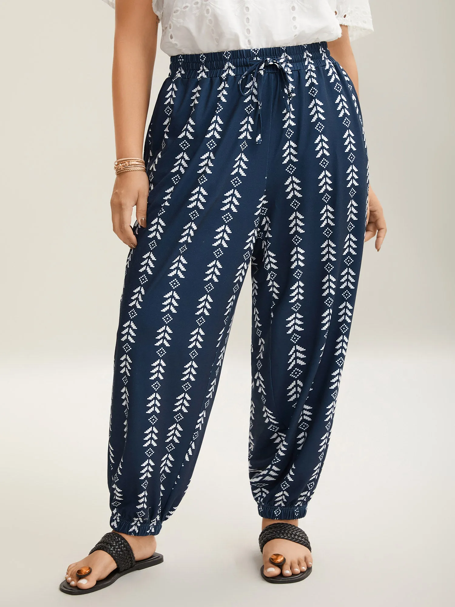 Boho Geometric Print Stretchy Waist Pants sold by Bloomchic product image thumbnail 3