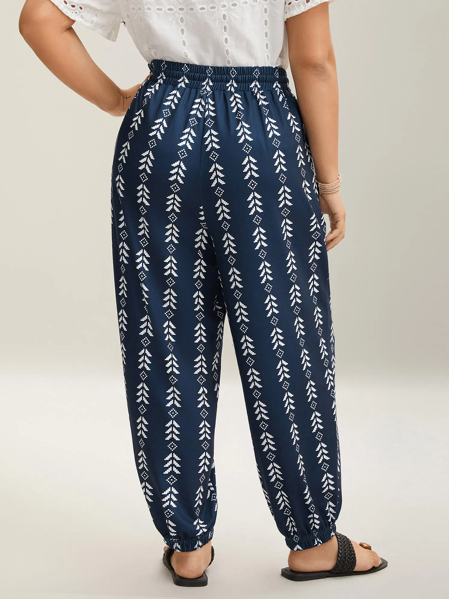 Boho Geometric Print Stretchy Waist Pants sold by Bloomchic product image thumbnail 4