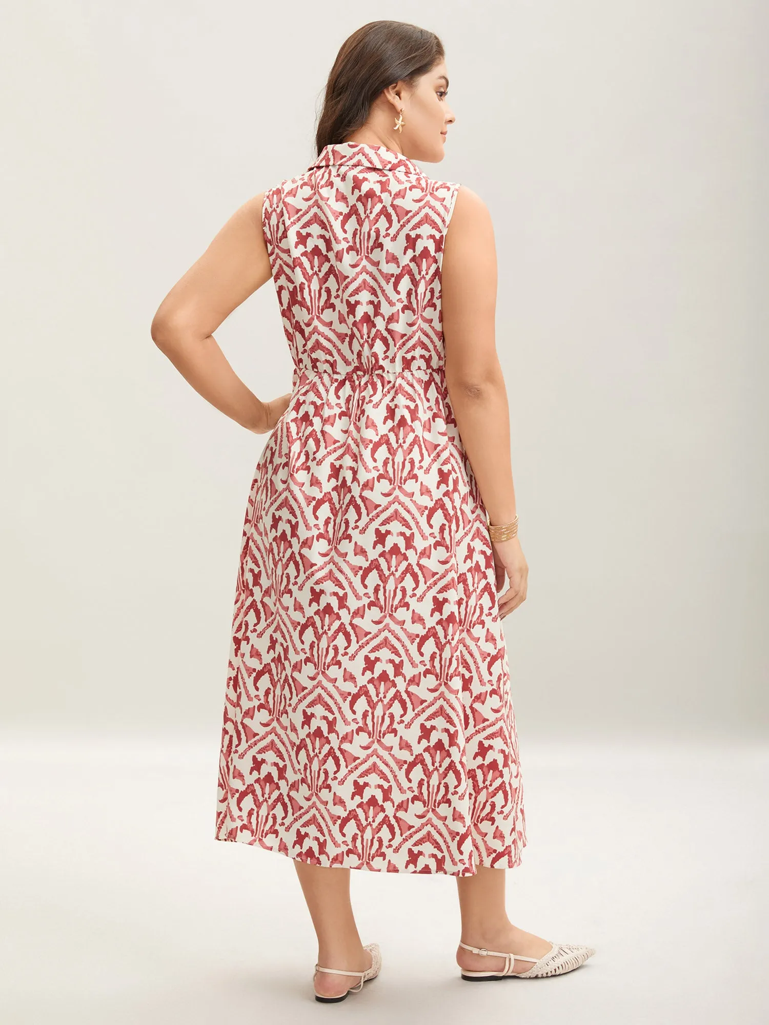 Spring Abstract Print Shirt Collar Midi Dress sold by Bloomchic product image thumbnail 4