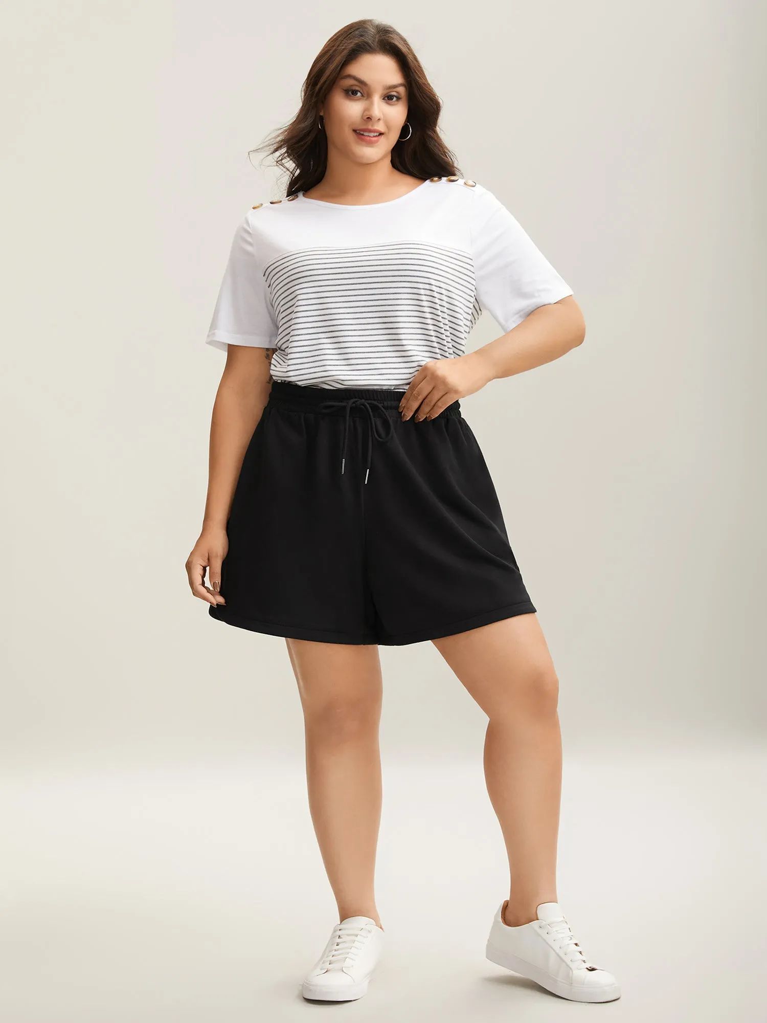Drawstring Slit Supersoft Pull-On Shorts sold by Bloomchic product image thumbnail 3