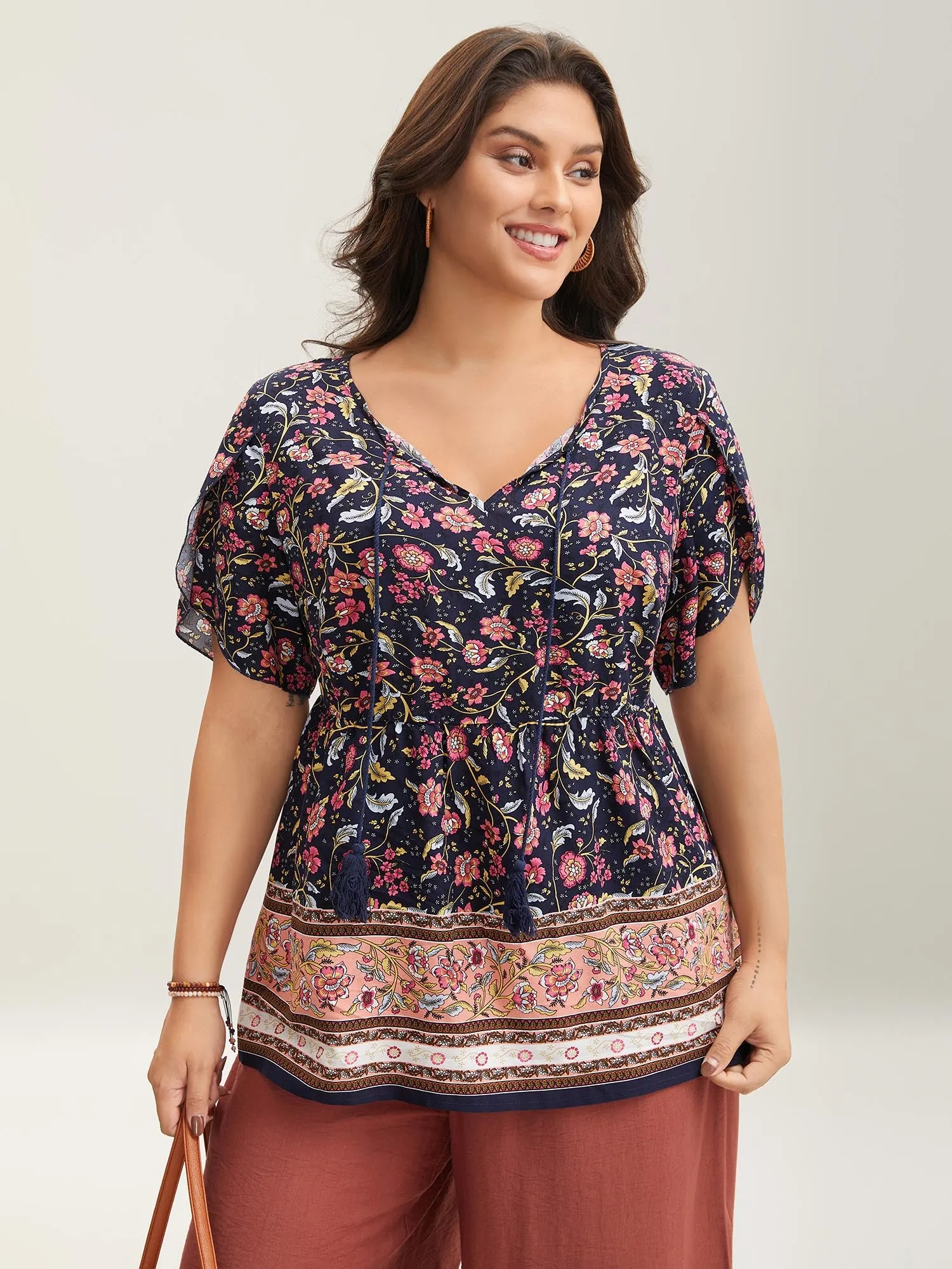 Sweet Floral Print Petal Sleeve Shirt sold by Bloomchic
