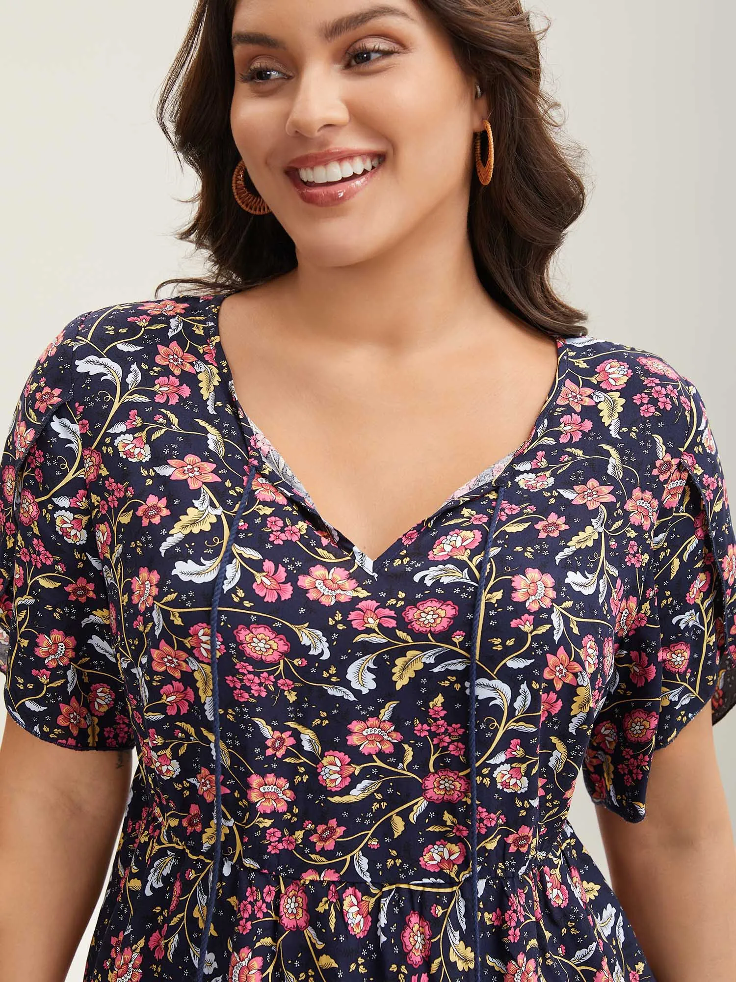 Sweet Floral Print Petal Sleeve Shirt sold by Bloomchic product image thumbnail 2