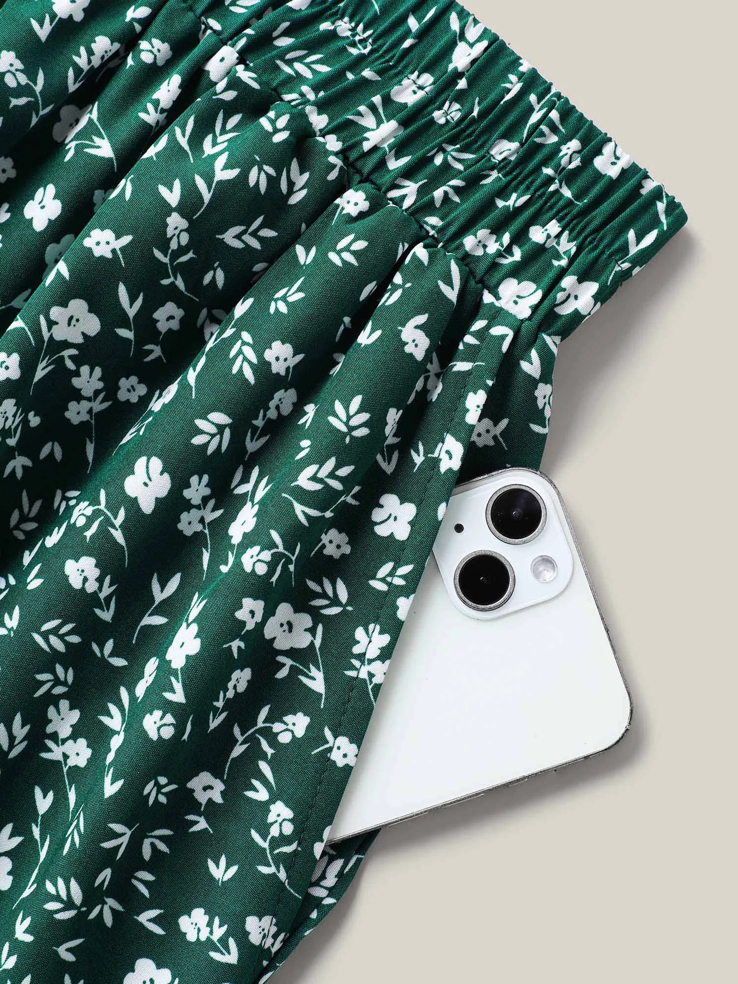 Ditsy Floral Print Stretchy Flared Midi Skirt sold by Bloomchic product image thumbnail 5