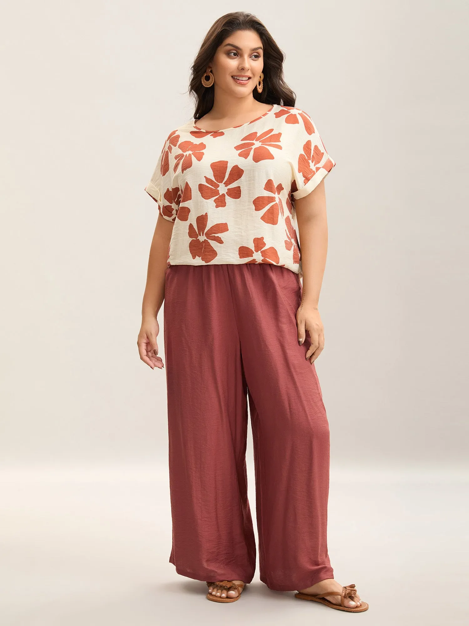 Floral Print Crew Neck Half Sleeve Shirt sold by Bloomchic product image thumbnail 3