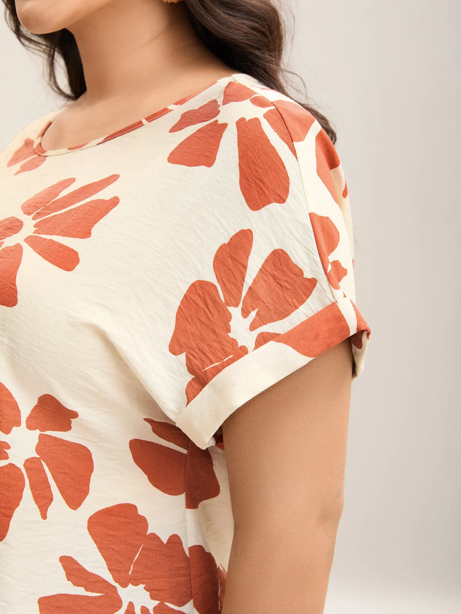 Floral Print Crew Neck Half Sleeve Shirt sold by Bloomchic product image thumbnail 2