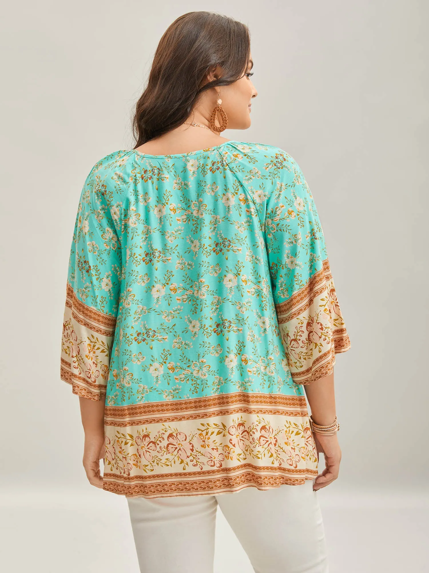 Boho Print Neck Ties Relaxed Fit Shirt sold by Bloomchic product image thumbnail 4