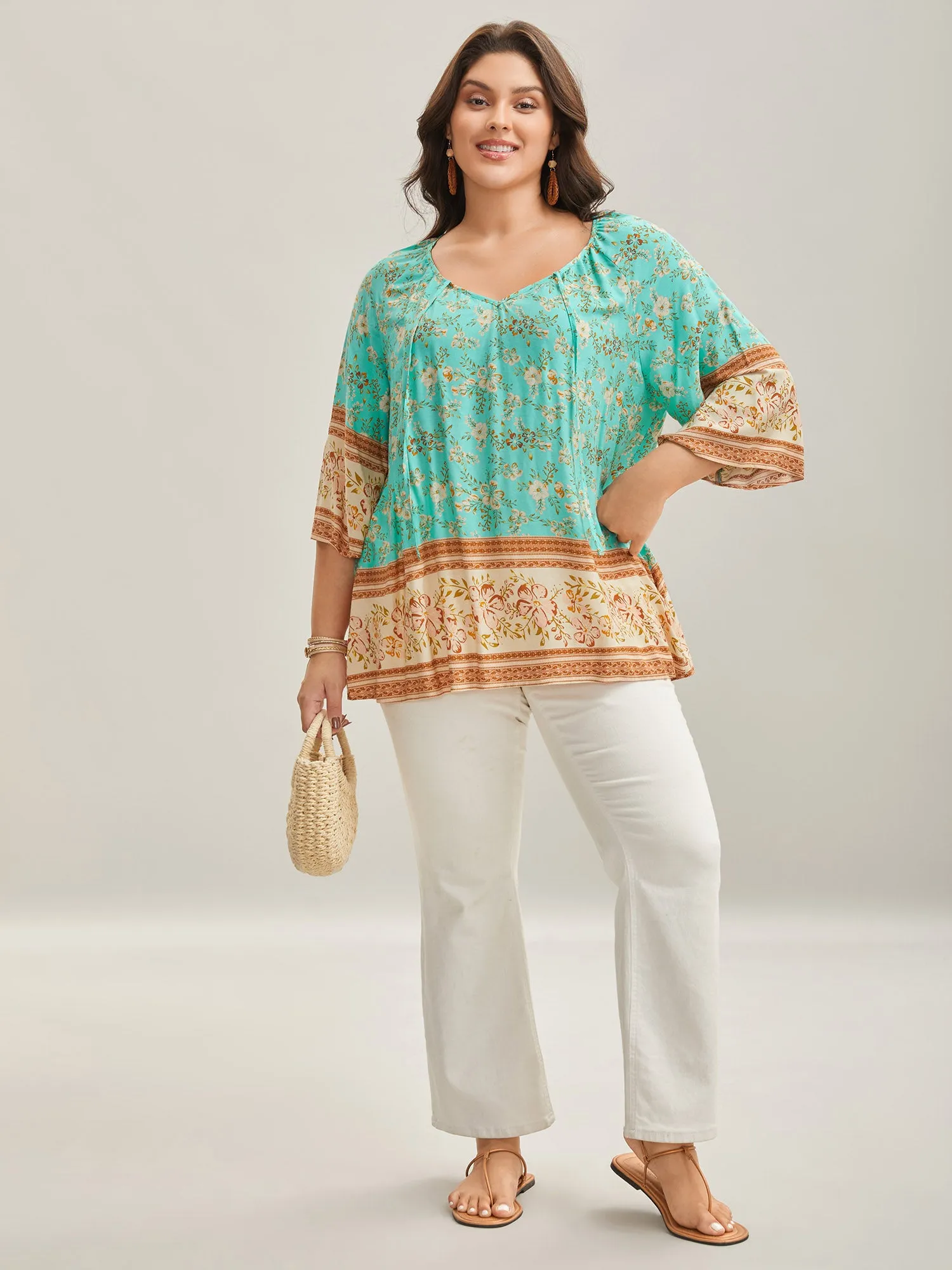 Boho Print Neck Ties Relaxed Fit Shirt sold by Bloomchic product image thumbnail 3