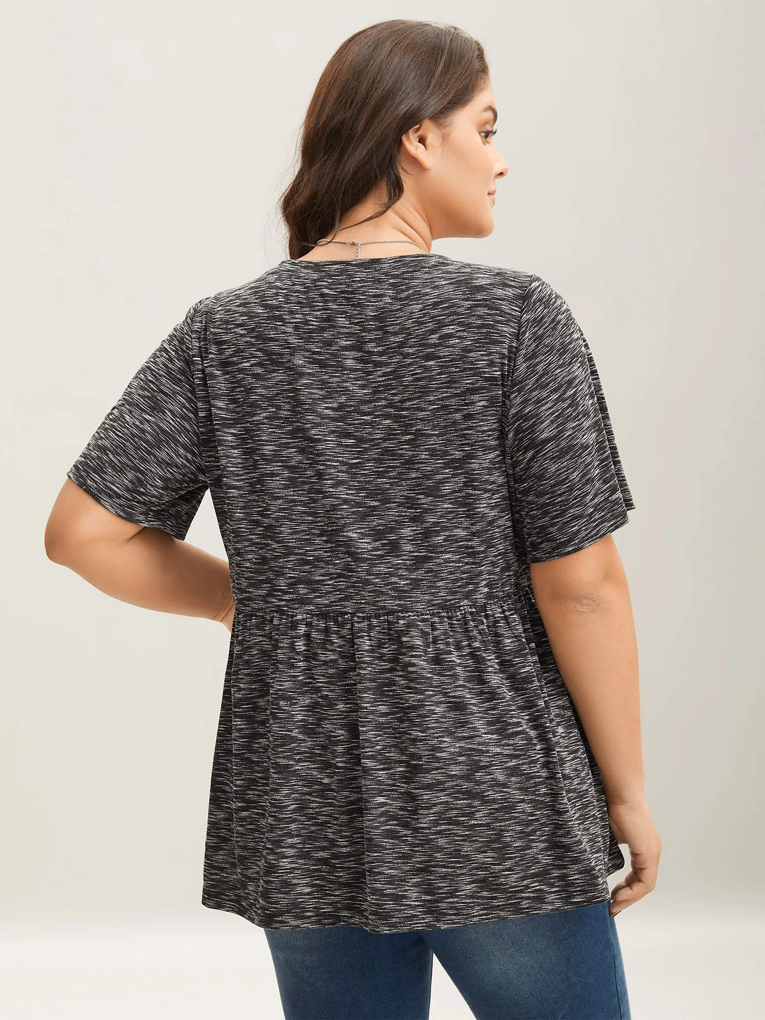 Heathered Crew Neck Relaxed T-Shirt sold by Bloomchic product image thumbnail 4