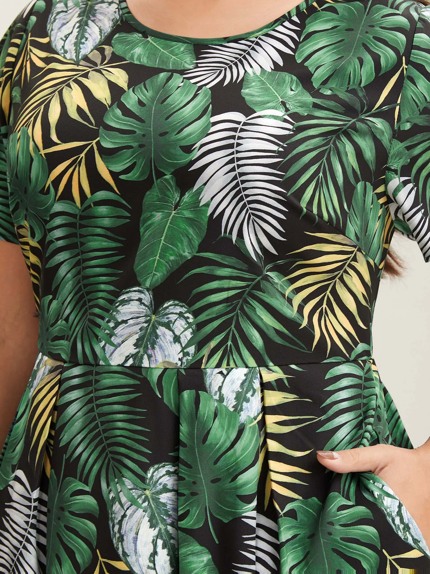Tropical Escape Print Pockets Tiered Midi Dress sold by Bloomchic product image thumbnail 2