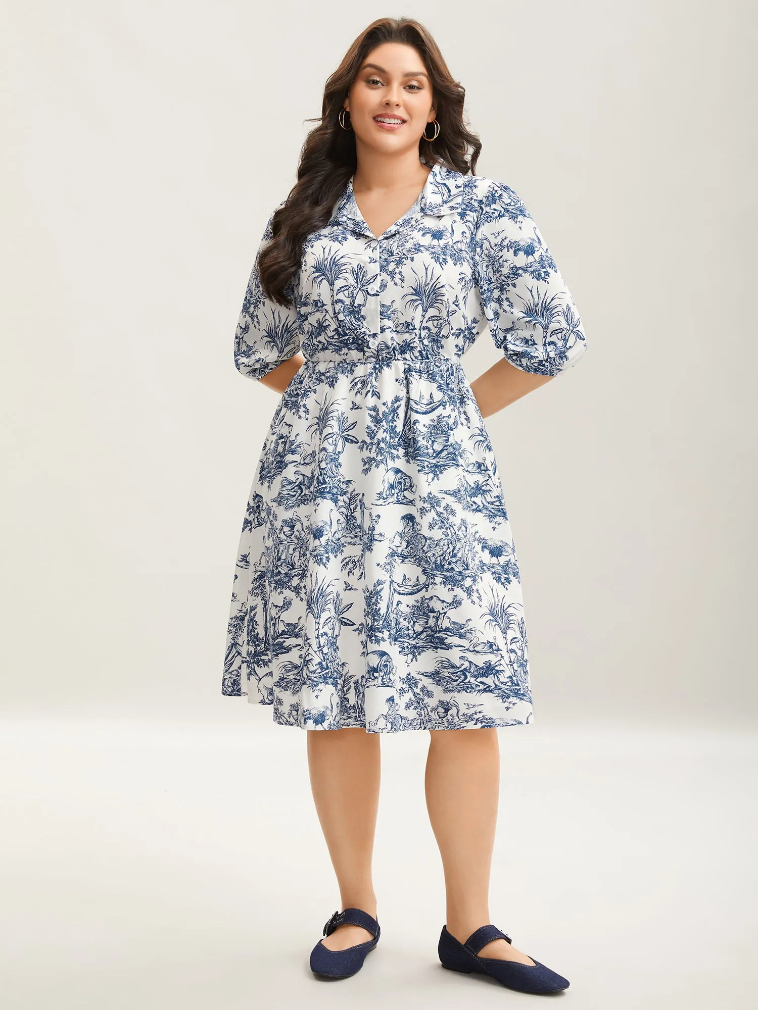 Animal Print Button Pockets Midi Dress sold by Bloomchic product image thumbnail 3