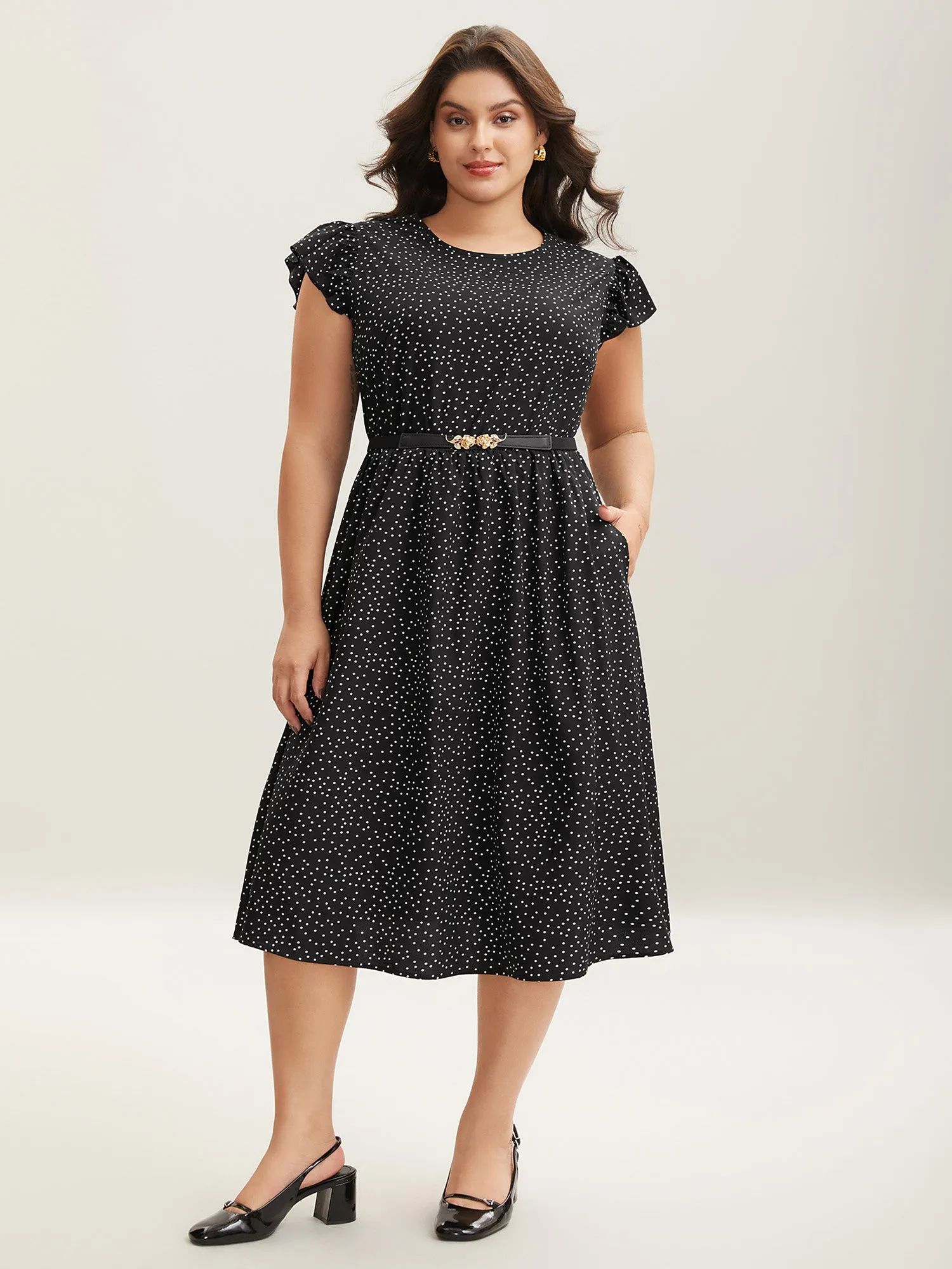 Sheer Cut-Out Back Pockets Midi Dress sold by Bloomchic product image thumbnail 2