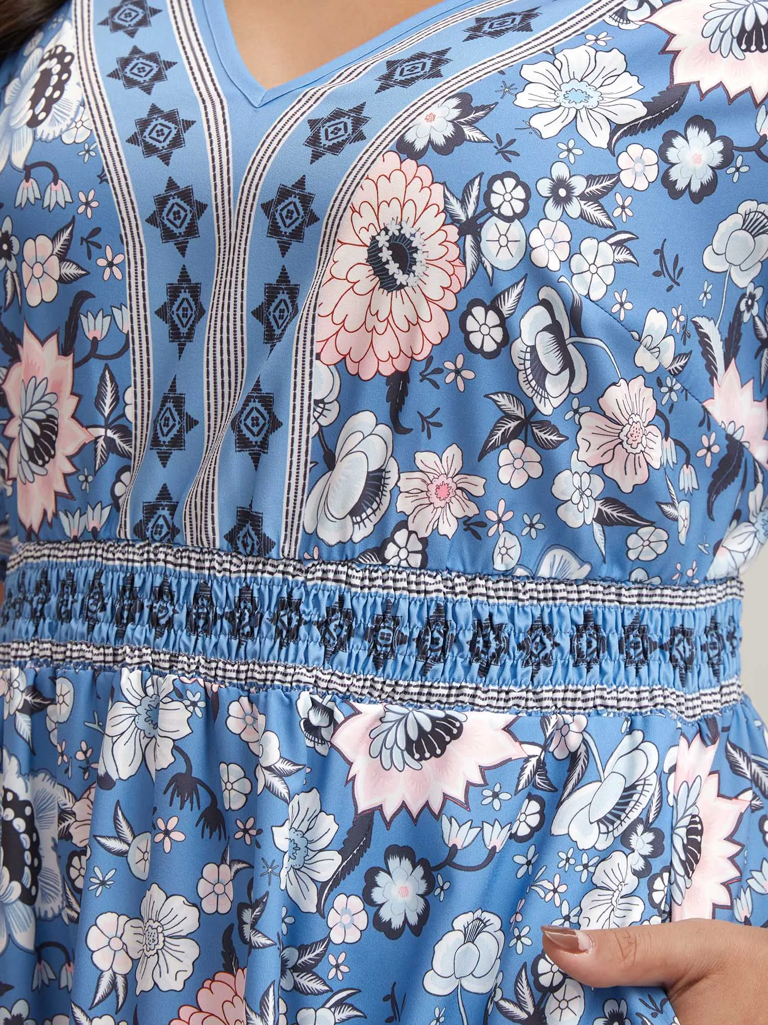 Boho Print Pockets V-Neck Midi Dress sold by Bloomchic product image thumbnail 2