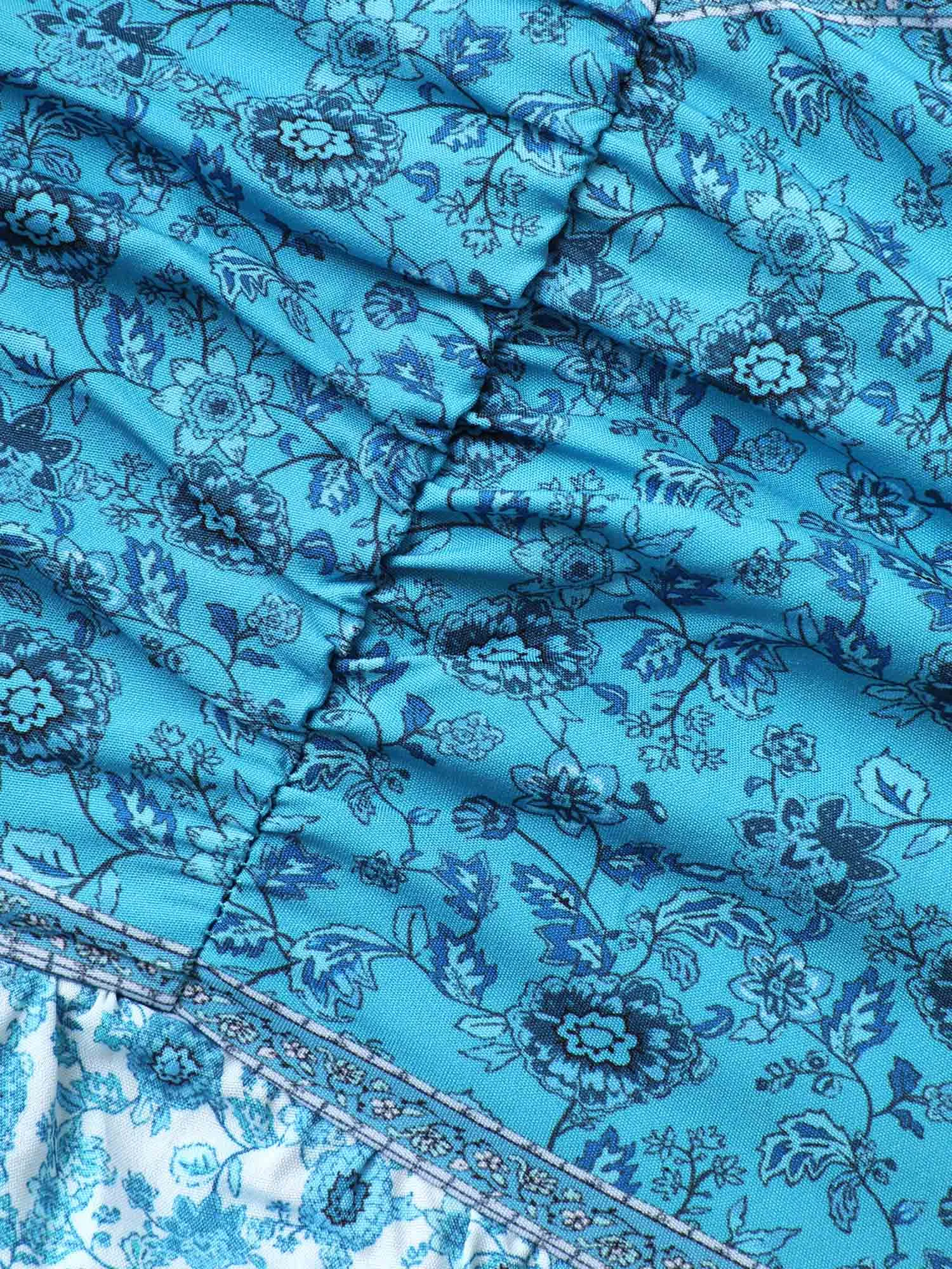 Tropical Blues Cinched Cami Midi Dress sold by Bloomchic product image thumbnail 5