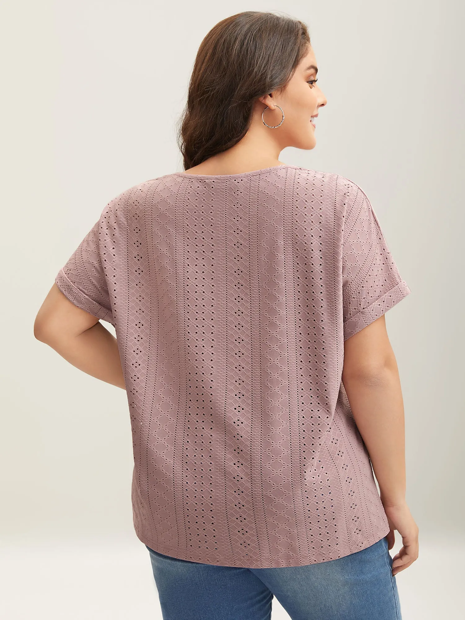 Neck Cut-Out Textured Plain Knit Top sold by Bloomchic product image thumbnail 4