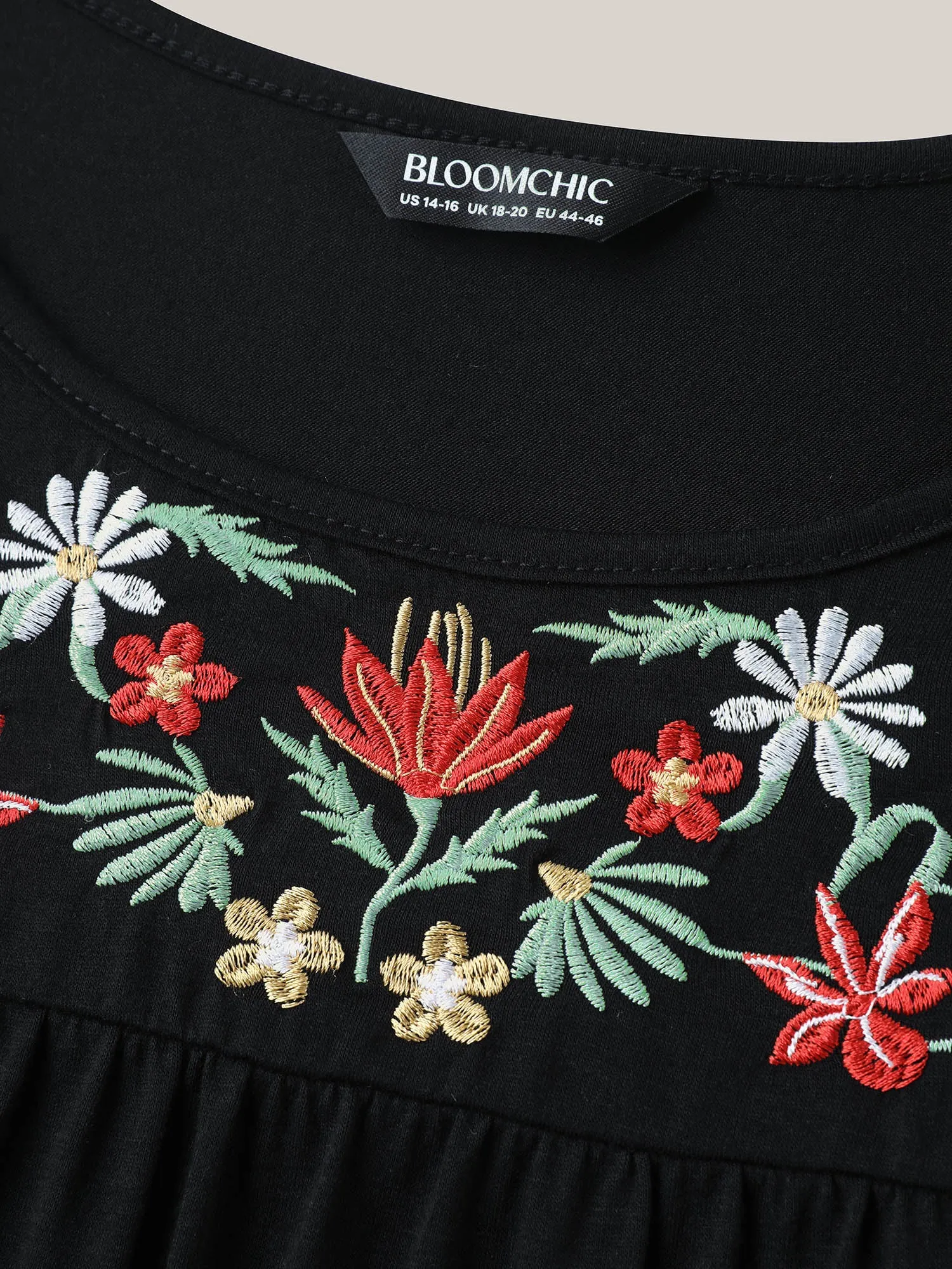 Embroidered Neckline Pleated Knit Top sold by Bloomchic product image thumbnail 5