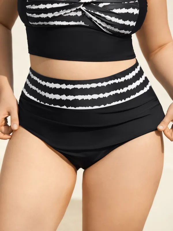 Striped Waist Pleated Swim Bottoms sold by Bloomchic