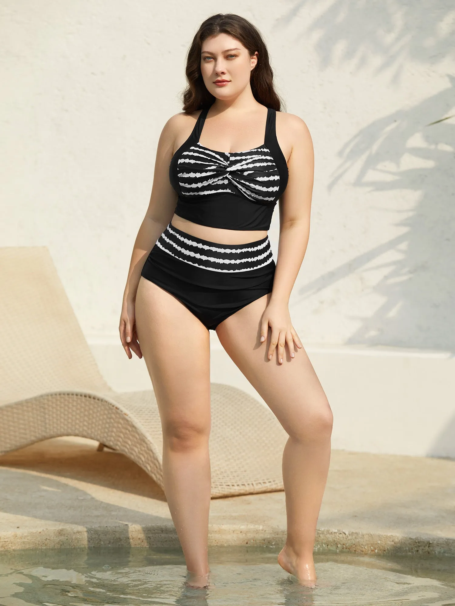 Striped Twisted Front Cross-Straps Swim Top sold by Bloomchic product image thumbnail 4