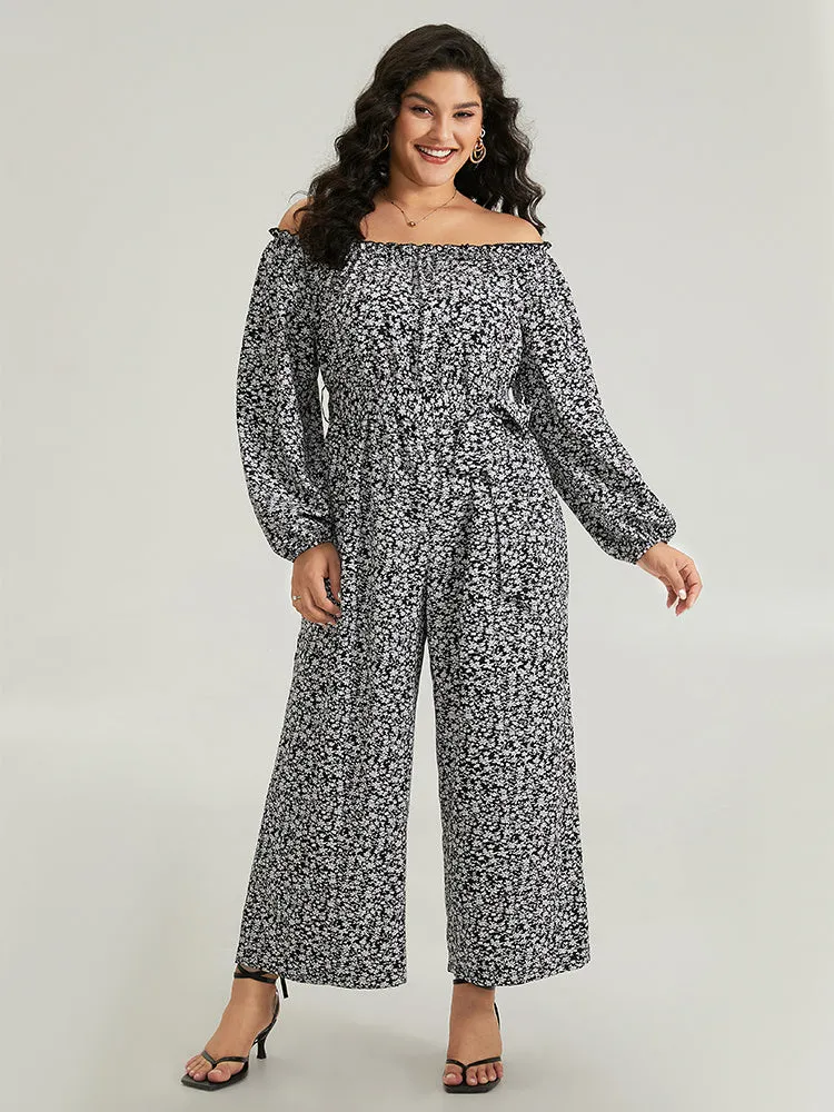 Ditsy Floral Off Shoulder Pocket Belted Jumpsuit sold by Bloomchic product image thumbnail 4