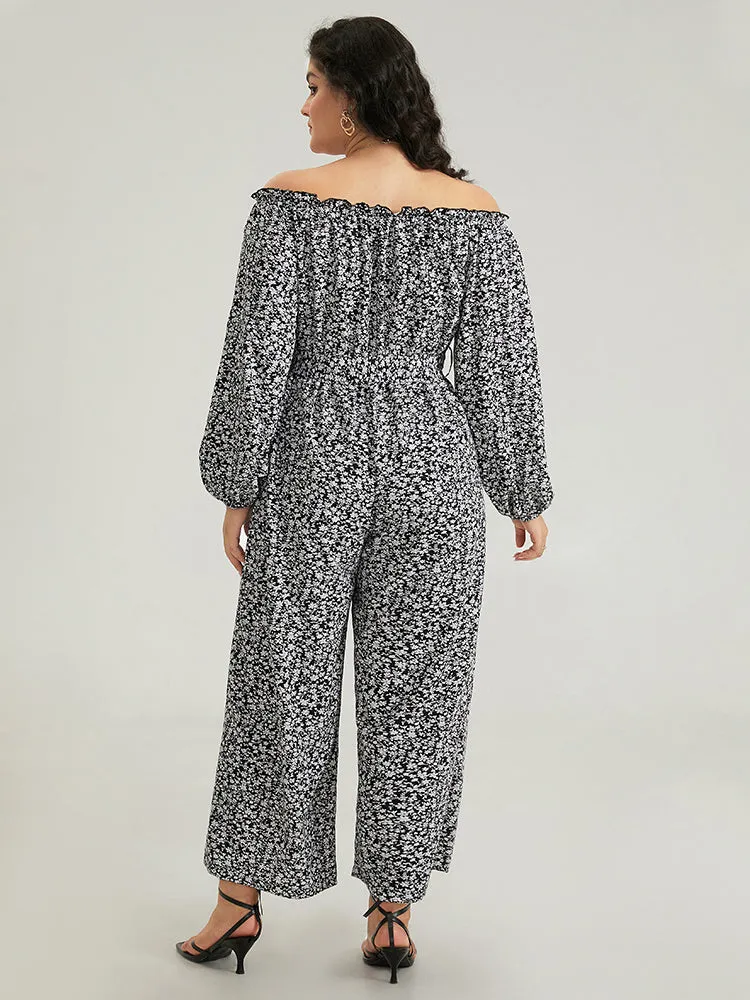 Ditsy Floral Off Shoulder Pocket Belted Jumpsuit sold by Bloomchic product image thumbnail 2