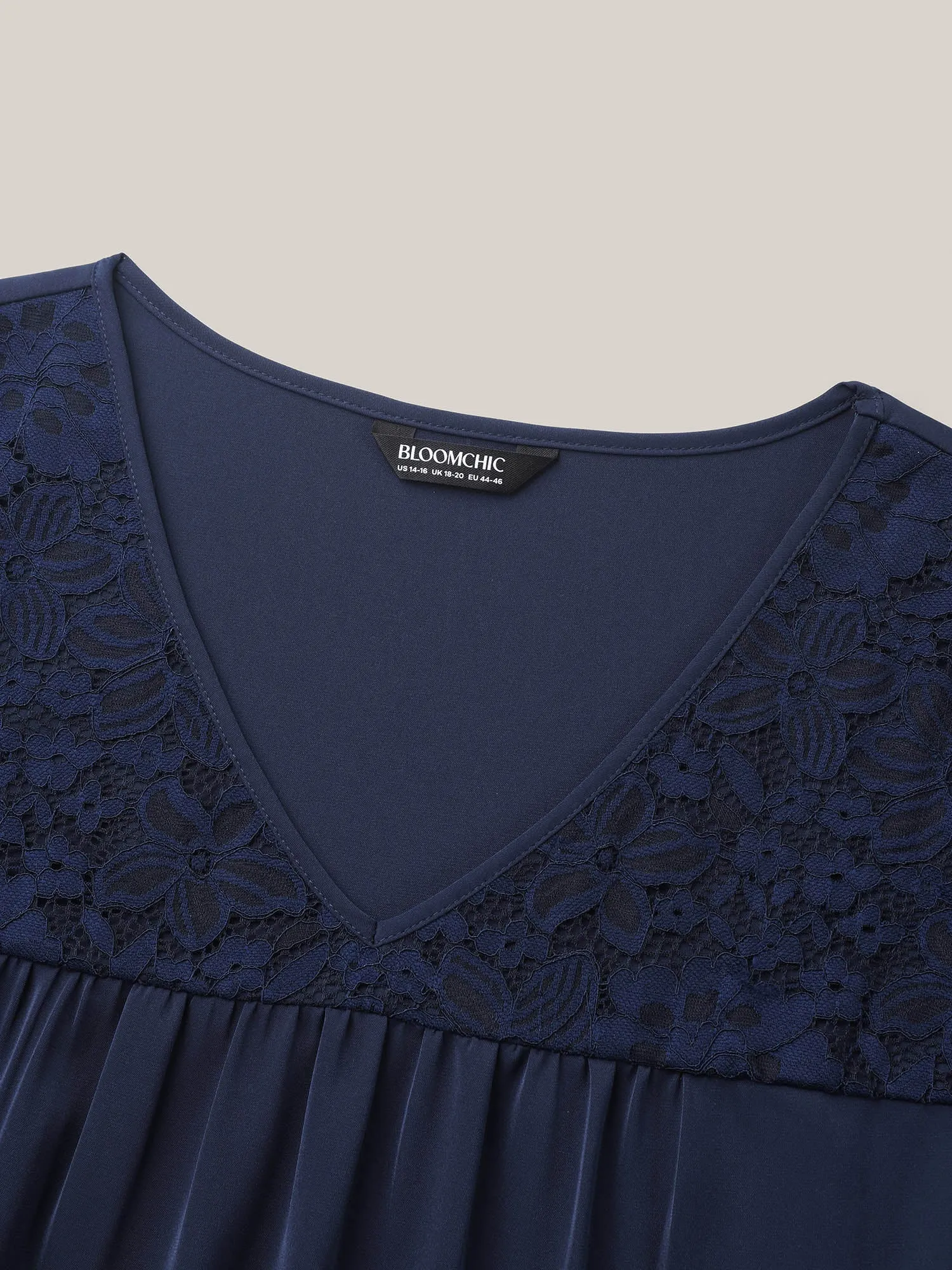 Stretchy Mixed Material Spliced Lace Jersey Top sold by Bloomchic product image thumbnail 5