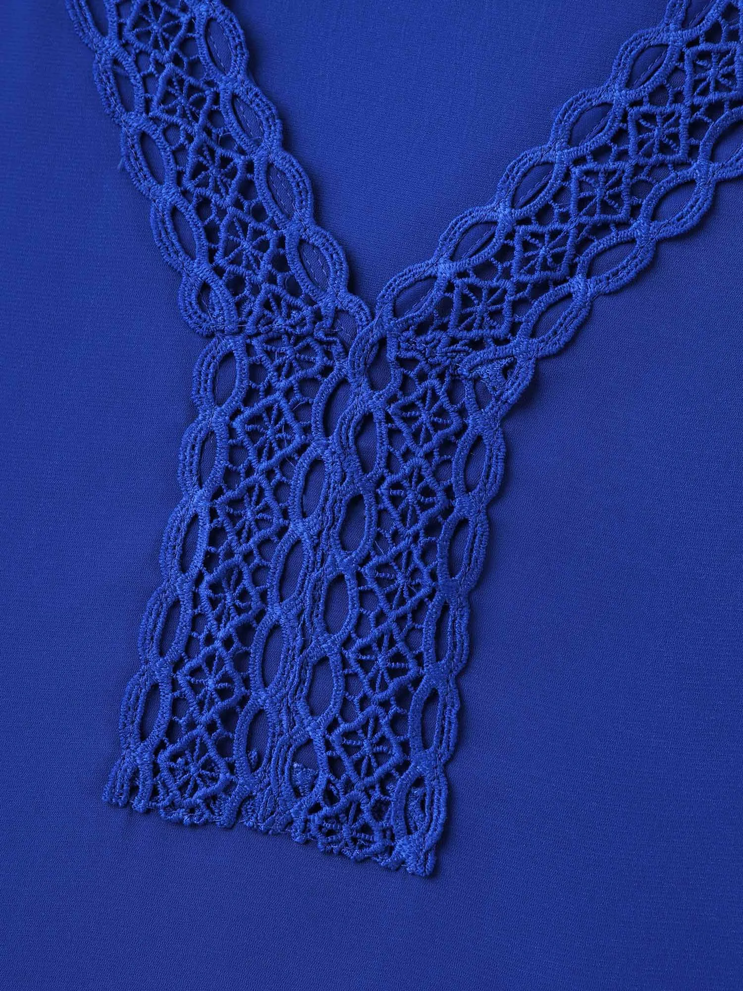 Lace V-Neck Lotus Leaf Sleeve Plain Blouse sold by Bloomchic product image thumbnail 5