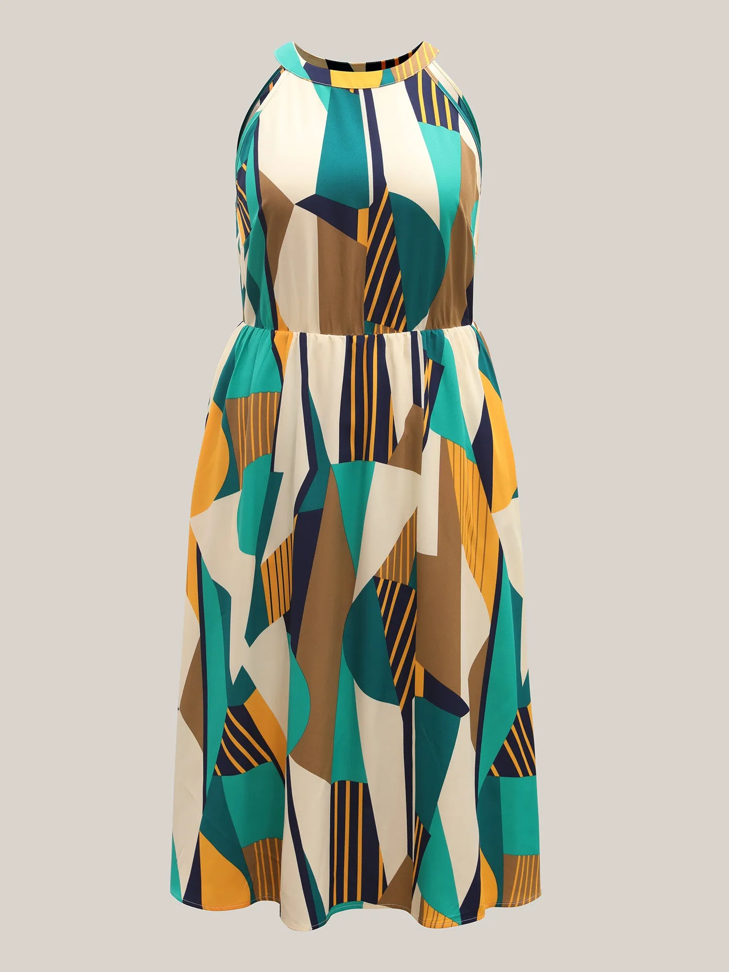 Abstract Print Halter Neck Pockets Midi Dress sold by Bloomchic product image thumbnail 5
