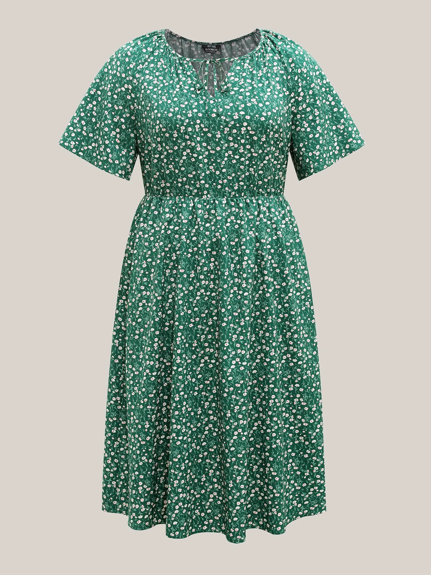 Floral Print Split Neck Pockets Midi Dress sold by Bloomchic product image thumbnail 5