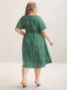 Floral Print Split Neck Pockets Midi Dress sold by Bloomchic