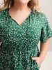 Floral Print Split Neck Pockets Midi Dress sold by Bloomchic