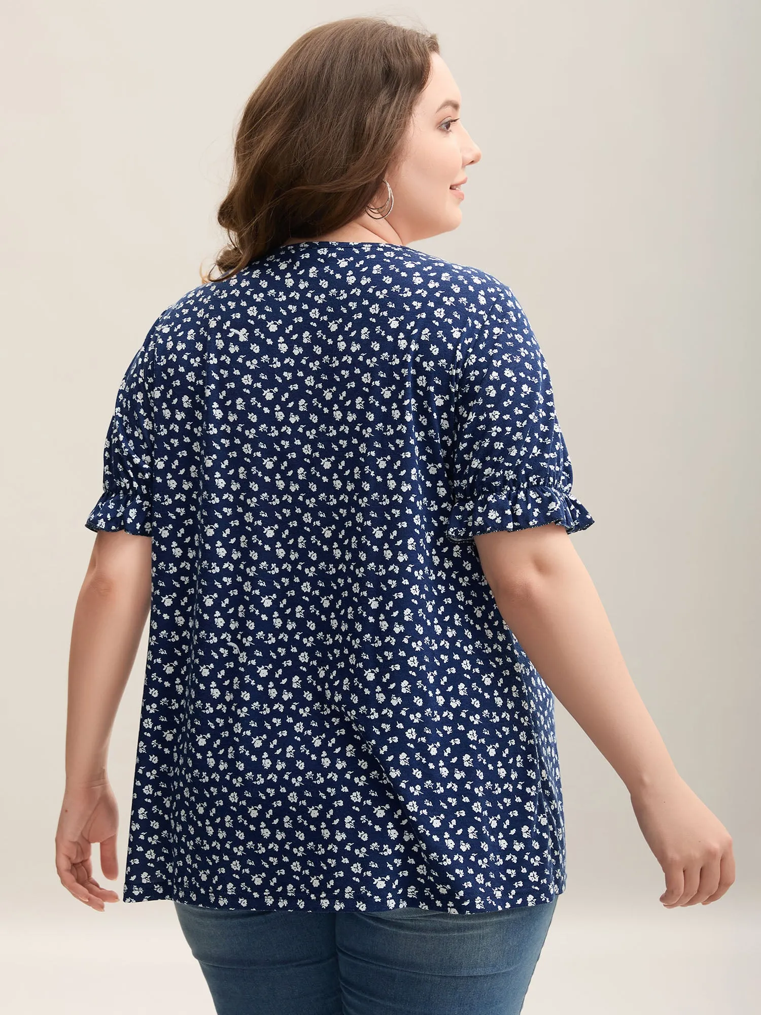 Ditsy Floral Print Square-Neck T-Shirt sold by Bloomchic product image thumbnail 4