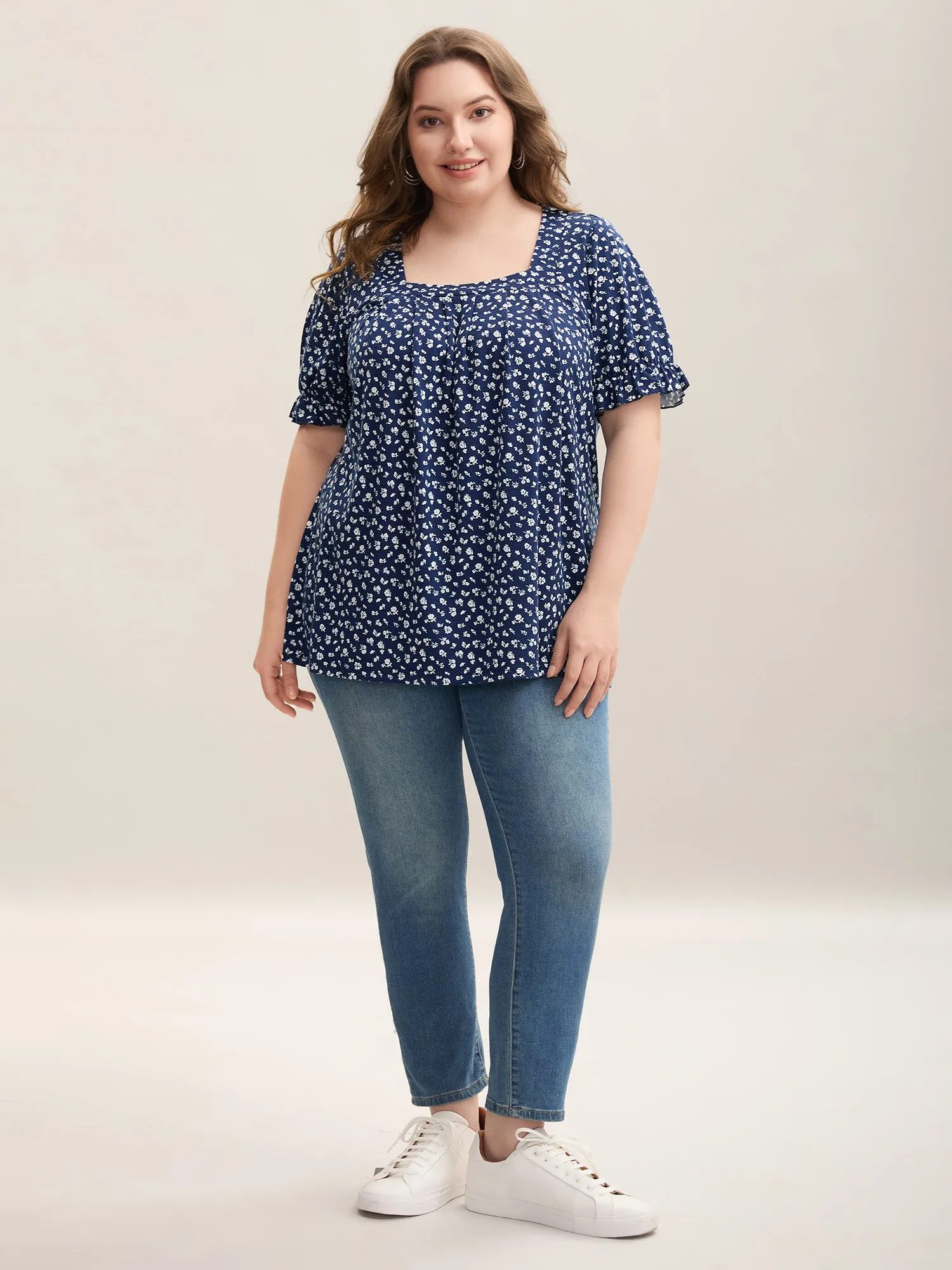 Ditsy Floral Print Square-Neck T-Shirt sold by Bloomchic product image thumbnail 3