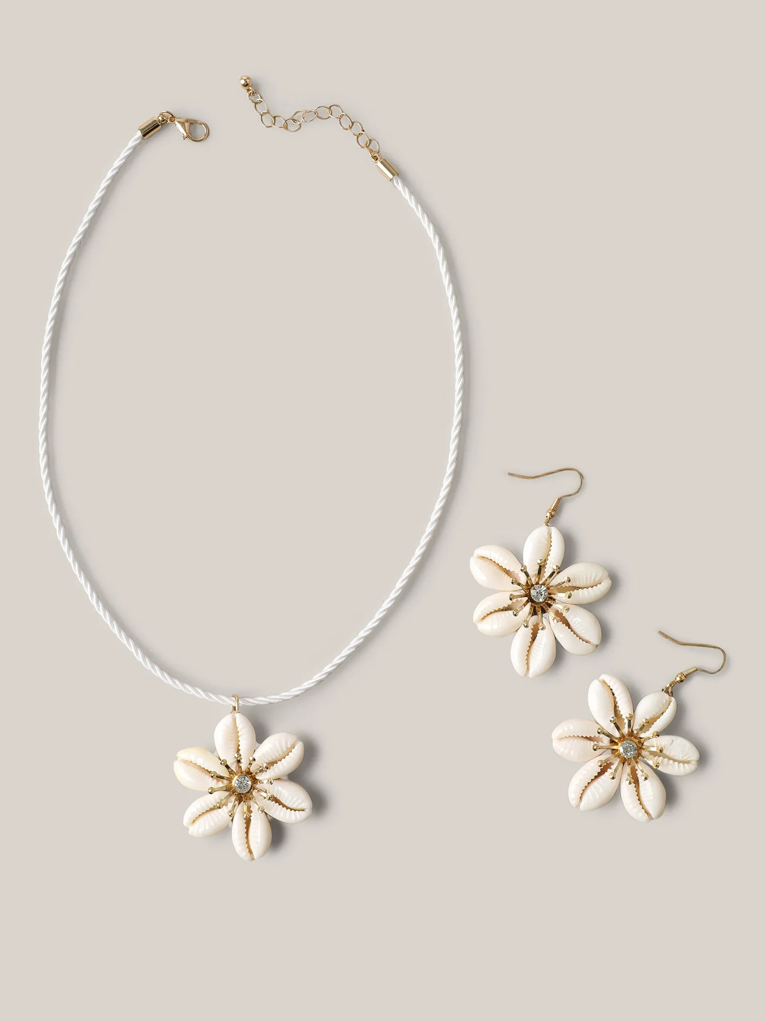 Natural Stone Floral Necklace Earrings Set sold by Bloomchic