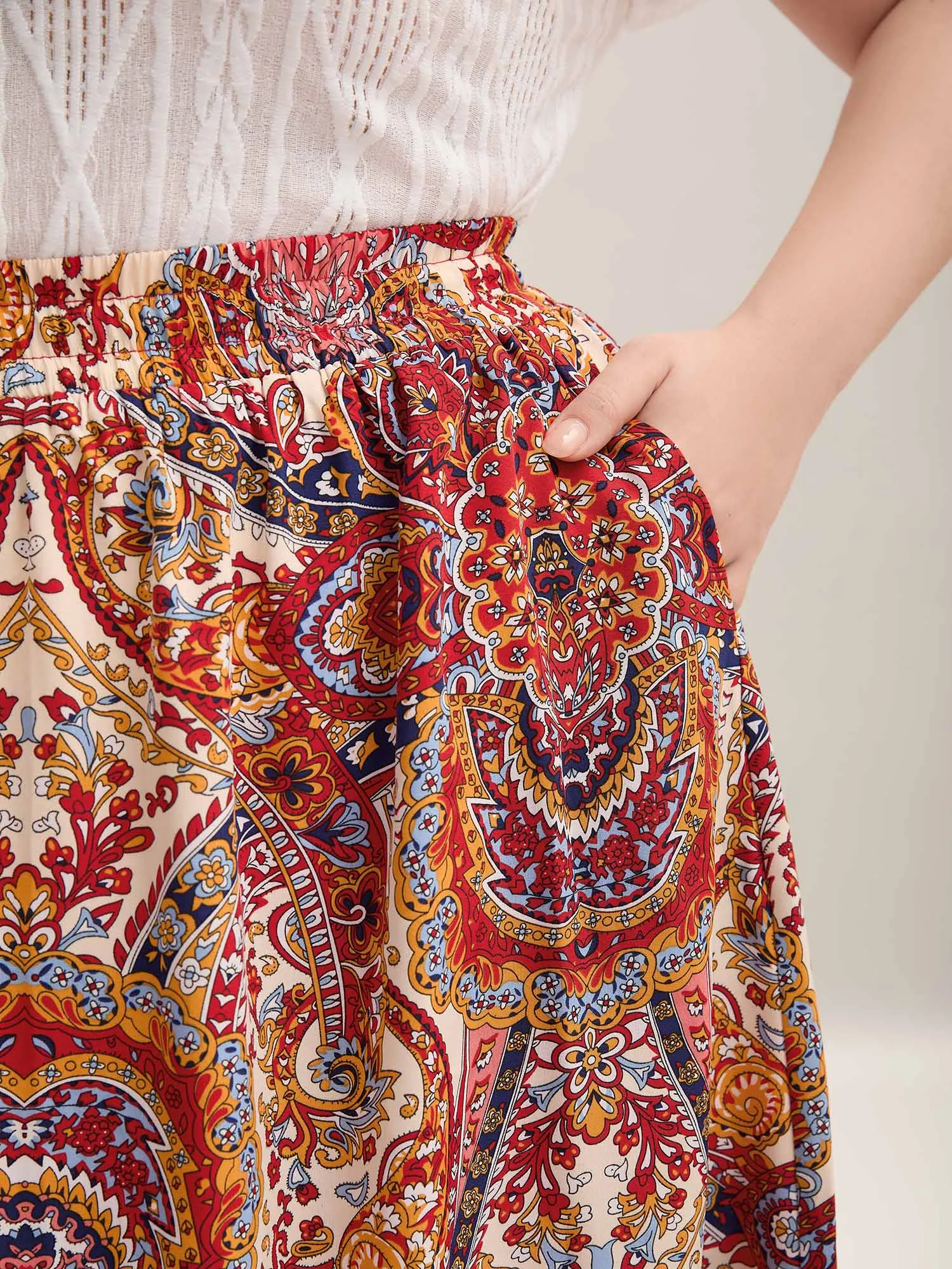 Paisley Print Tassels Spliced Midi Skirt sold by Bloomchic product image thumbnail 3