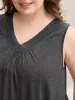 Lace Spliced Pleated Sleeveless Solid Top sold by Bloomchic